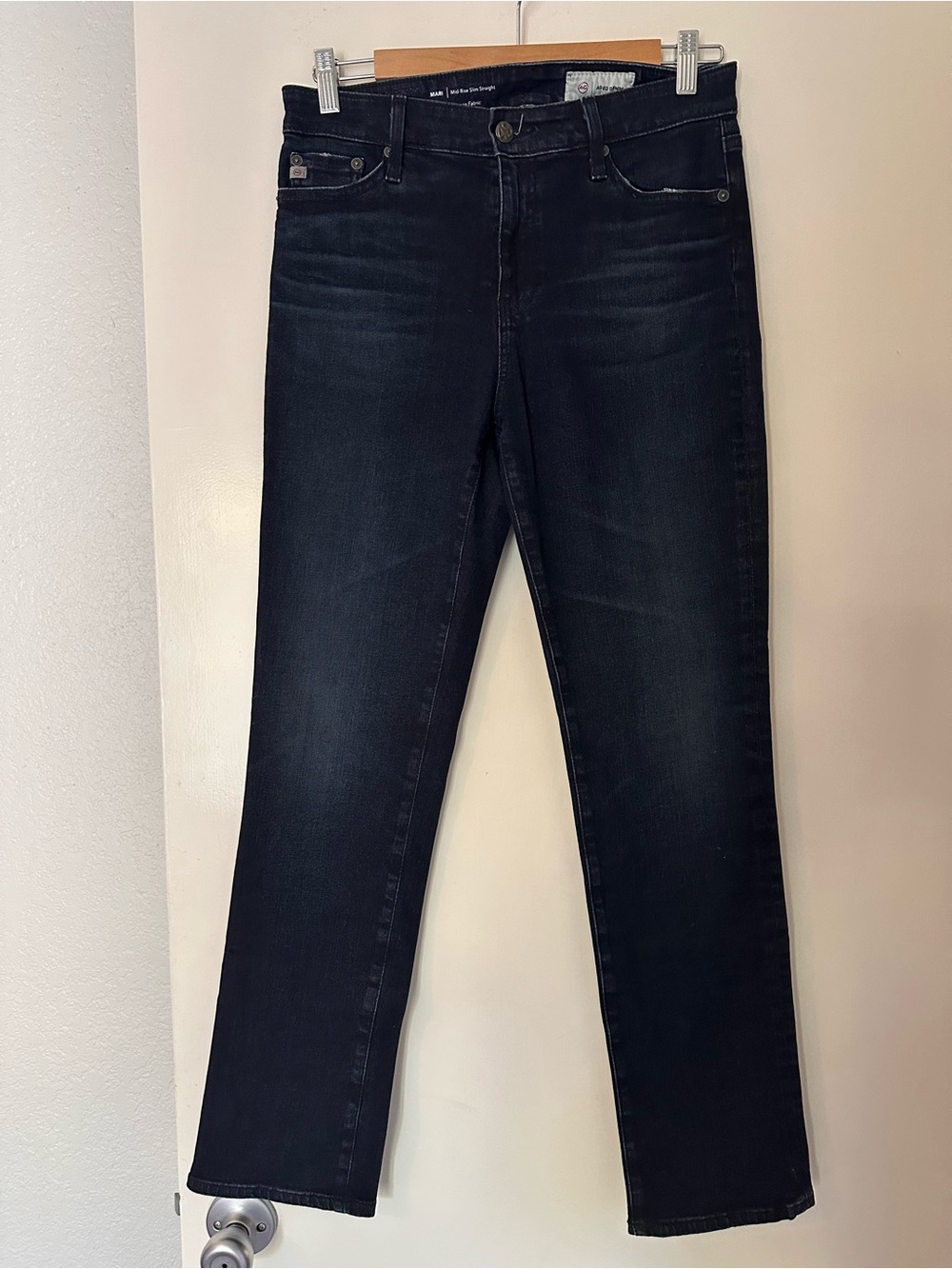 Ag Adriano Goldschmied Mari Black Slim Straight Leg Jeans
